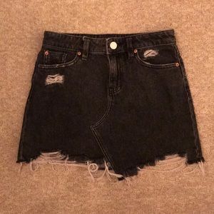 Black Denim Cutoff Skirt